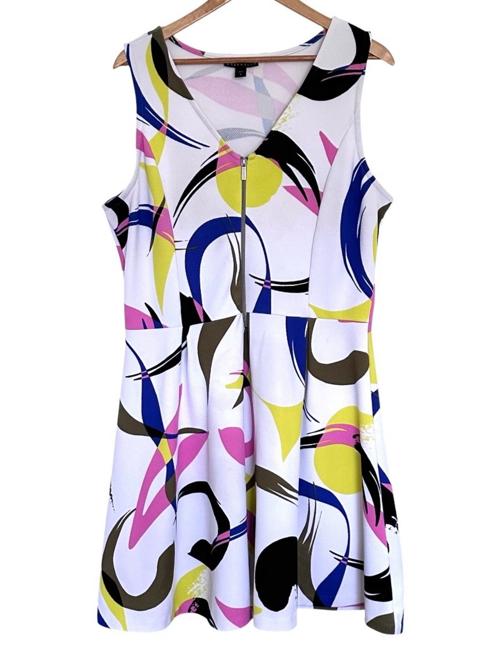 Attention Dress Women’s XL Geometric Boho Sleeveless V Neck Zipper